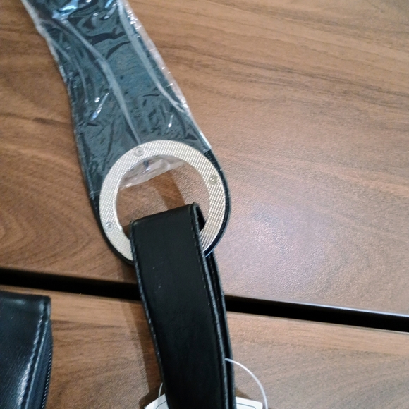 Black Soft Vegan Leather Shoulder Bag and Small Wallet - Picture 3 of 7